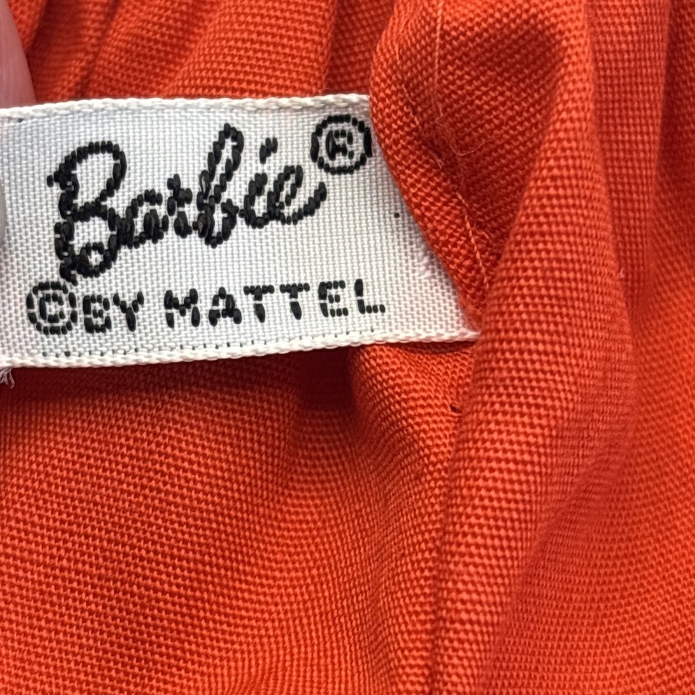 Vintage 1960s Barbie Mattel PAK Red Orange Gathered Skirt Front Pocket - Picture 3 of 4